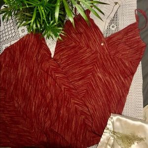 Red long spaghetti strapped dress